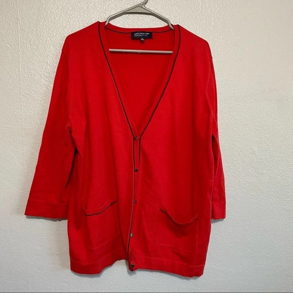 Jones New York Red Button Front Cardigan​​ - Picture 1 of 7